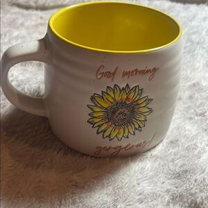 Good morning, gorgeous Sunflower Yellow and White Mug